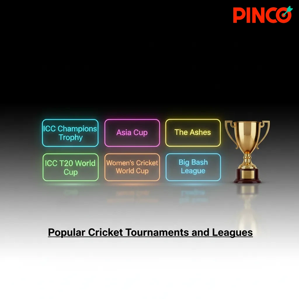 Banner of popular cricket tournaments: World Cup, T20 World Cup, The Ashes, IPL; live betting markets and fixtures.