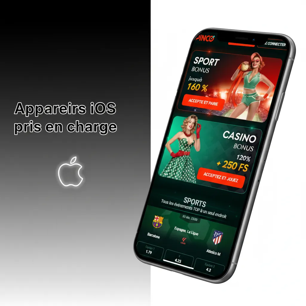 Appareils iOS pris en charge: iPhone 15 à XR, SE 2/3; iPad 9/10, Air 4/5, Pro 11/12,9. PWA Pinco iOS 12+.