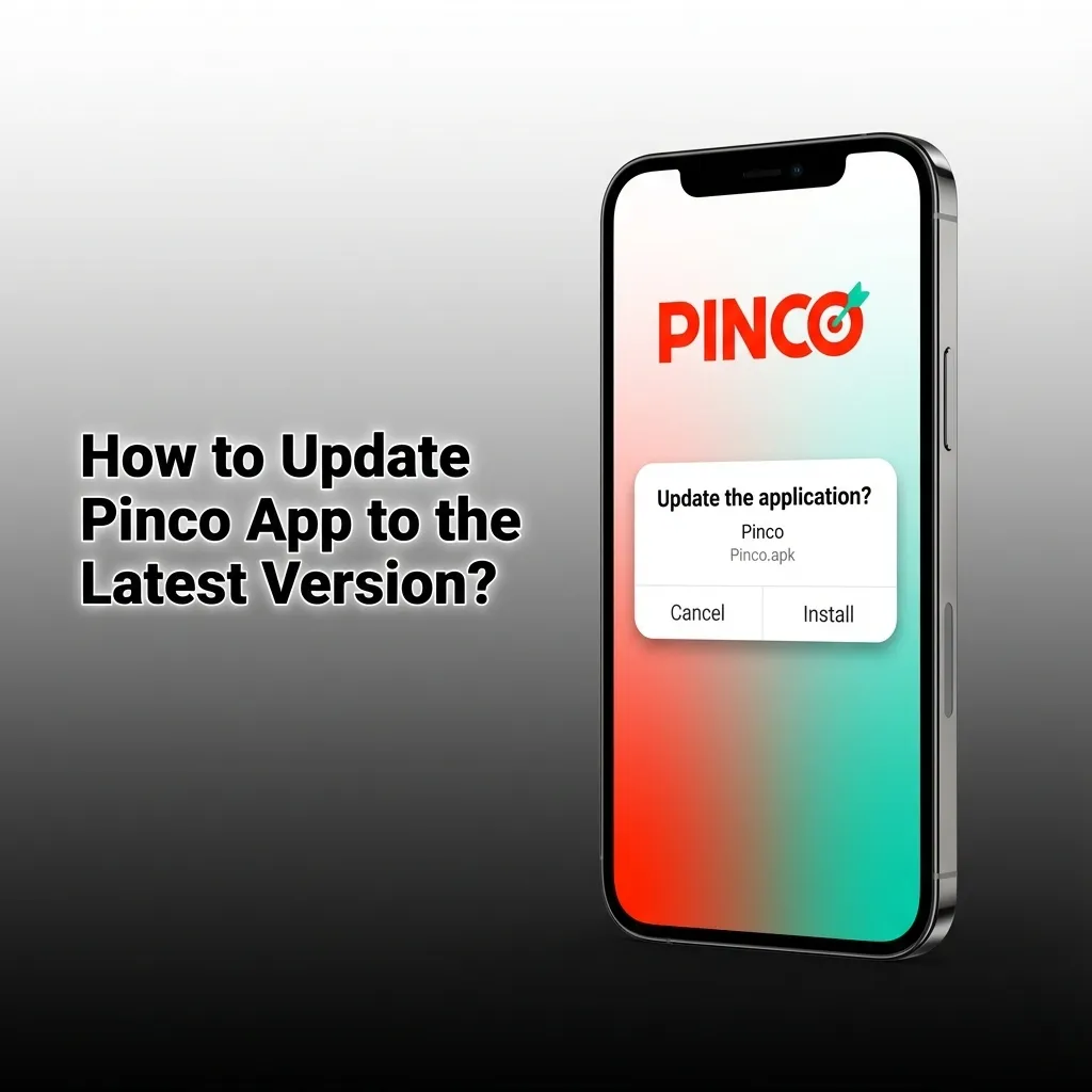 Person tapping update notification on smartphone screen to install latest Pinco app version
