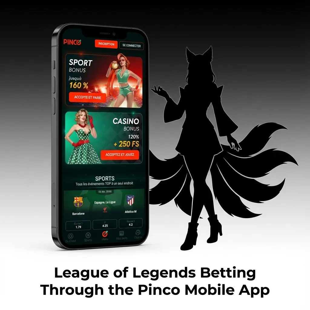 Mobile phone displaying Pinco betting app interface with League of Legends esports matches and live odds