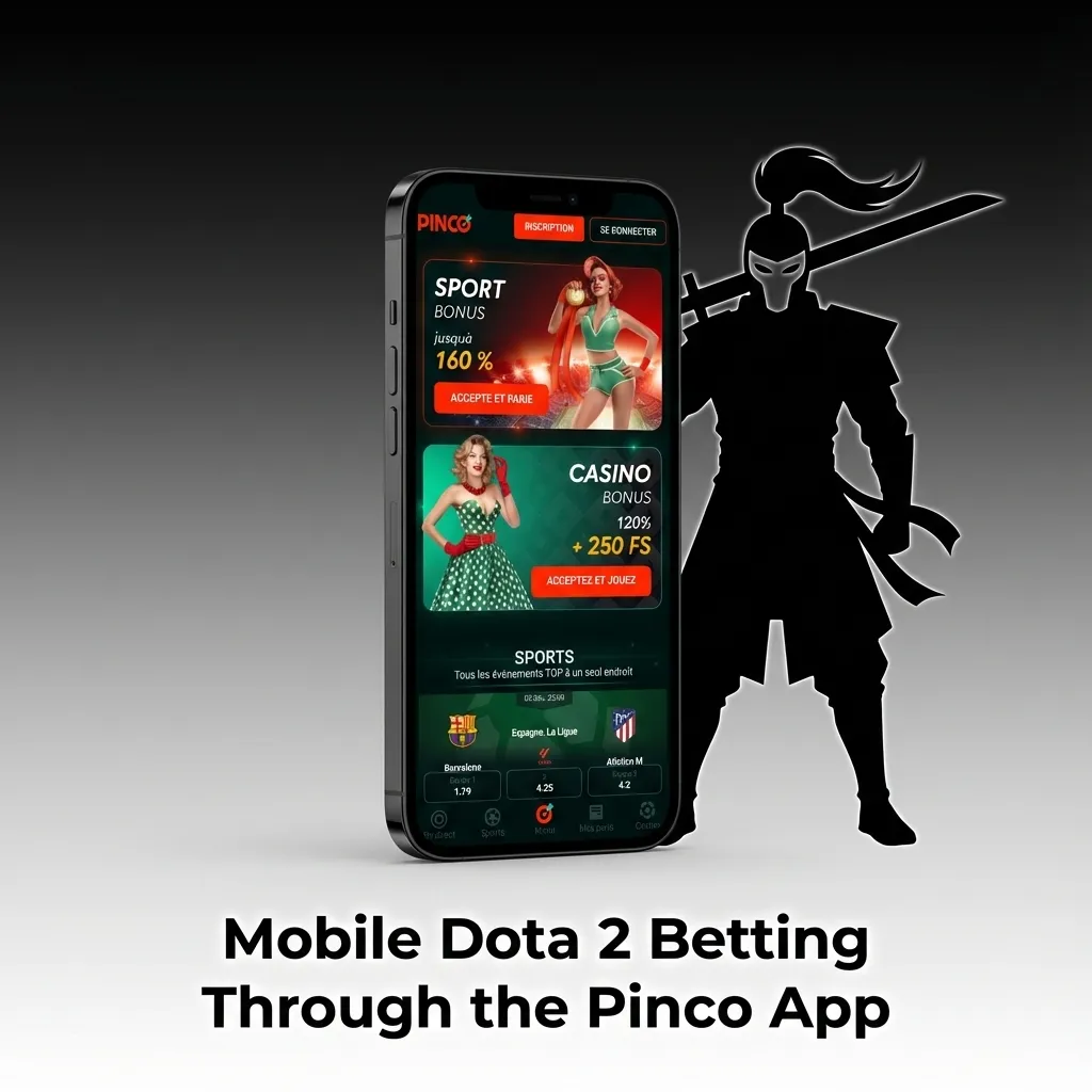 Pinco mobile app interface showing Dota 2 esports betting options with odds and match selections on smartphone screen