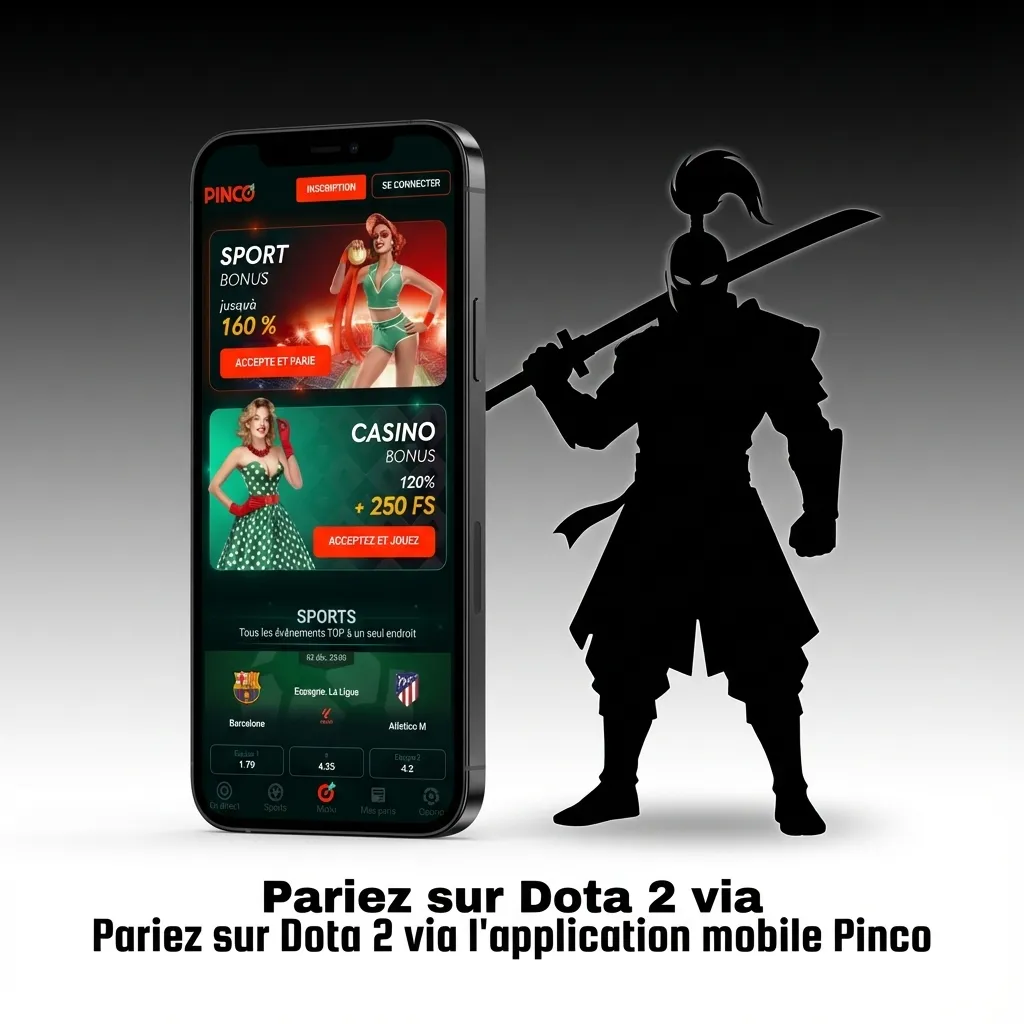 Pinco mobile app interface showing Dota 2 betting options with match selection and wagering features for Canadian users