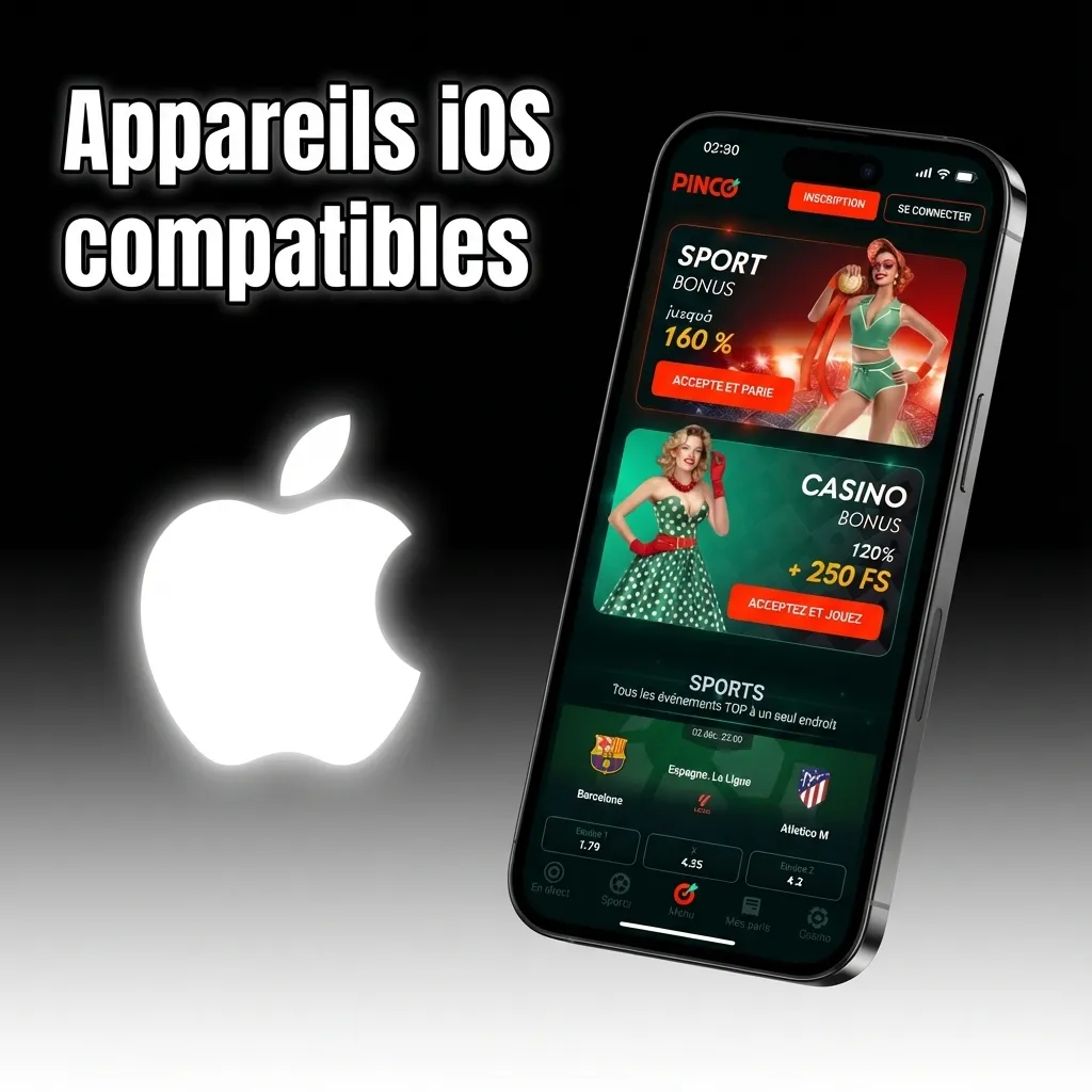 Liste des modèles iPhone et iPad compatibles avec l'application Pinco, incluant iPhone 14 à iPhone 8 et iPad récents