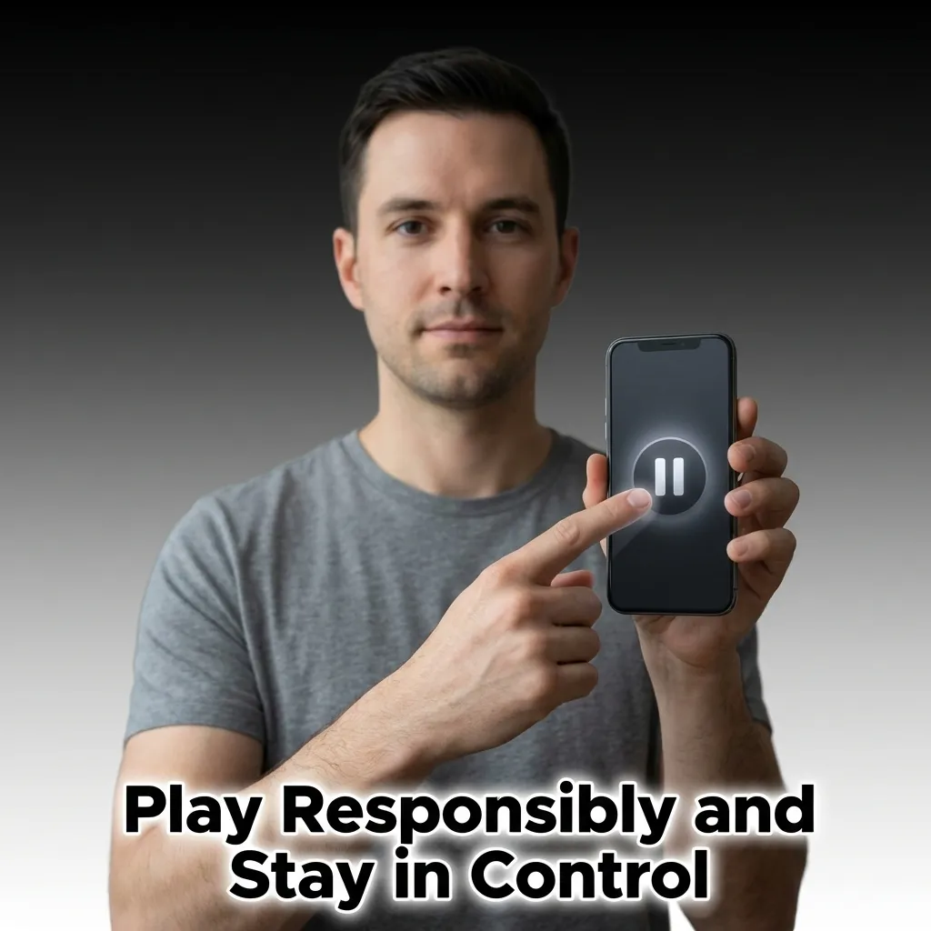 Illustration promoting responsible gambling with budget tips and support resources for healthy gaming habits