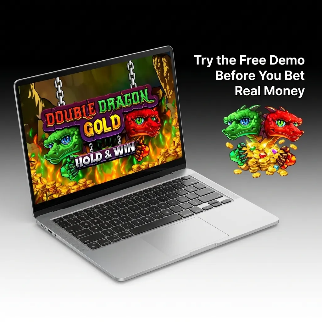 Player testing Double Dragon Gold slot game in free demo mode with virtual credits before wagering real money