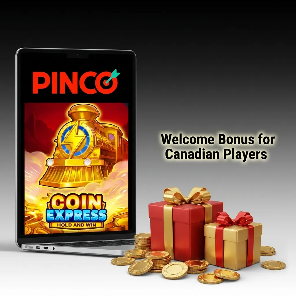 Pinco Casino welcome bonus offer showing 120% match up to C$7,500 plus 250 free spins for Canadian players