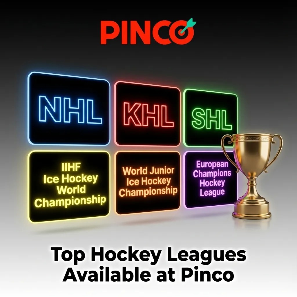 Hockey leagues including NHL, KHL, SHL, and international tournaments available for betting at Pinco sportsbook
