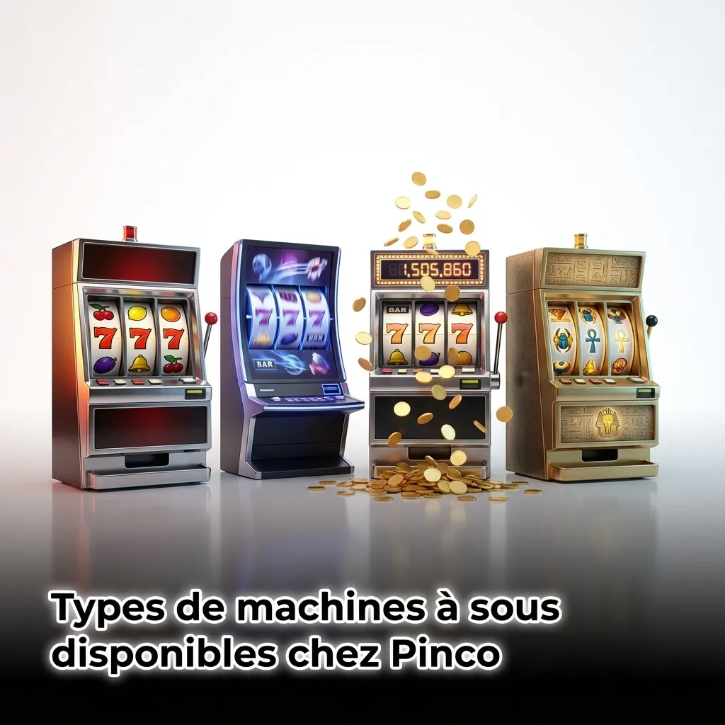 Variety of slot machine types at Pinco casino including classic 3-reel, video, Megaways, and progressive jackpot games